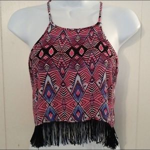 Charlotte Russe Fringe Crop Top; XS